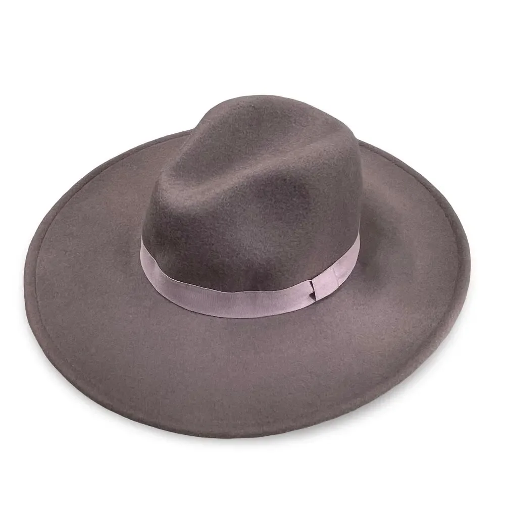 Lucky Brand Wool Panama Hat Gray Blush 4” Wide Brim Boho Chic NWT LK50039
